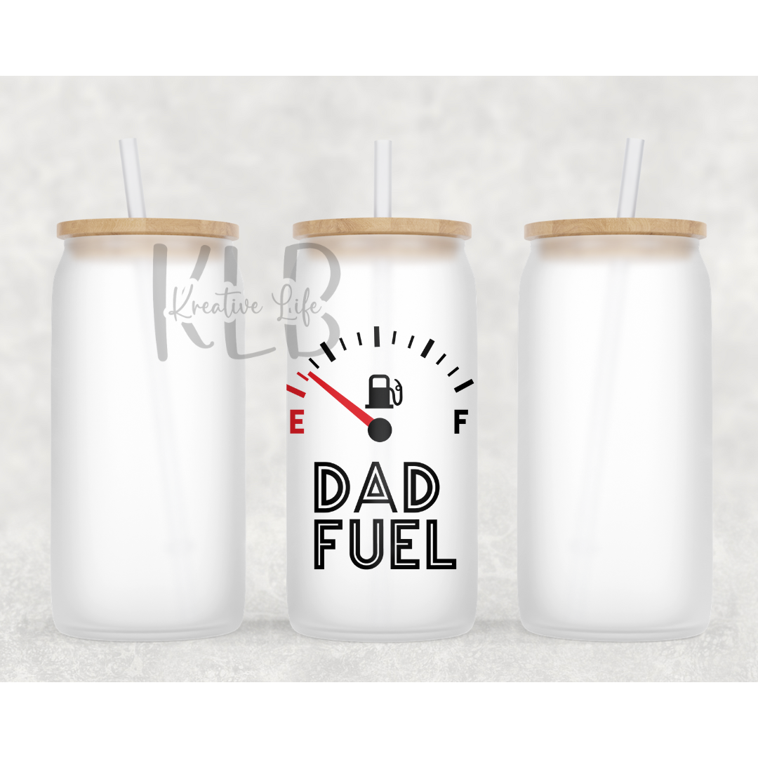 Dad Fuel 16oz Frosted Glass Can Tumbler | Stylish and Functional Drinkware