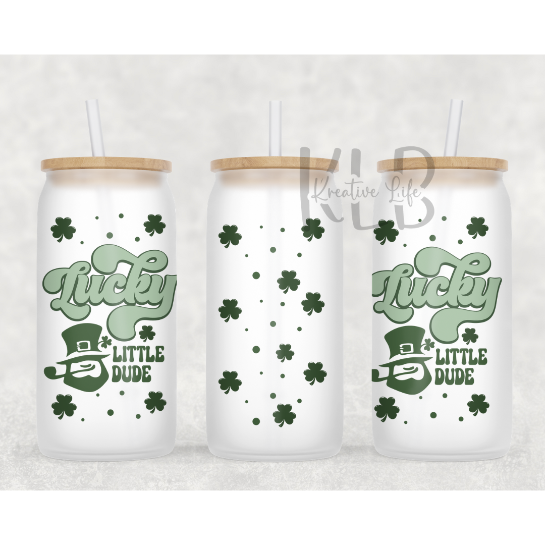 Lucky Little Dude | 16oz Frosted Glass Can | Shop Now