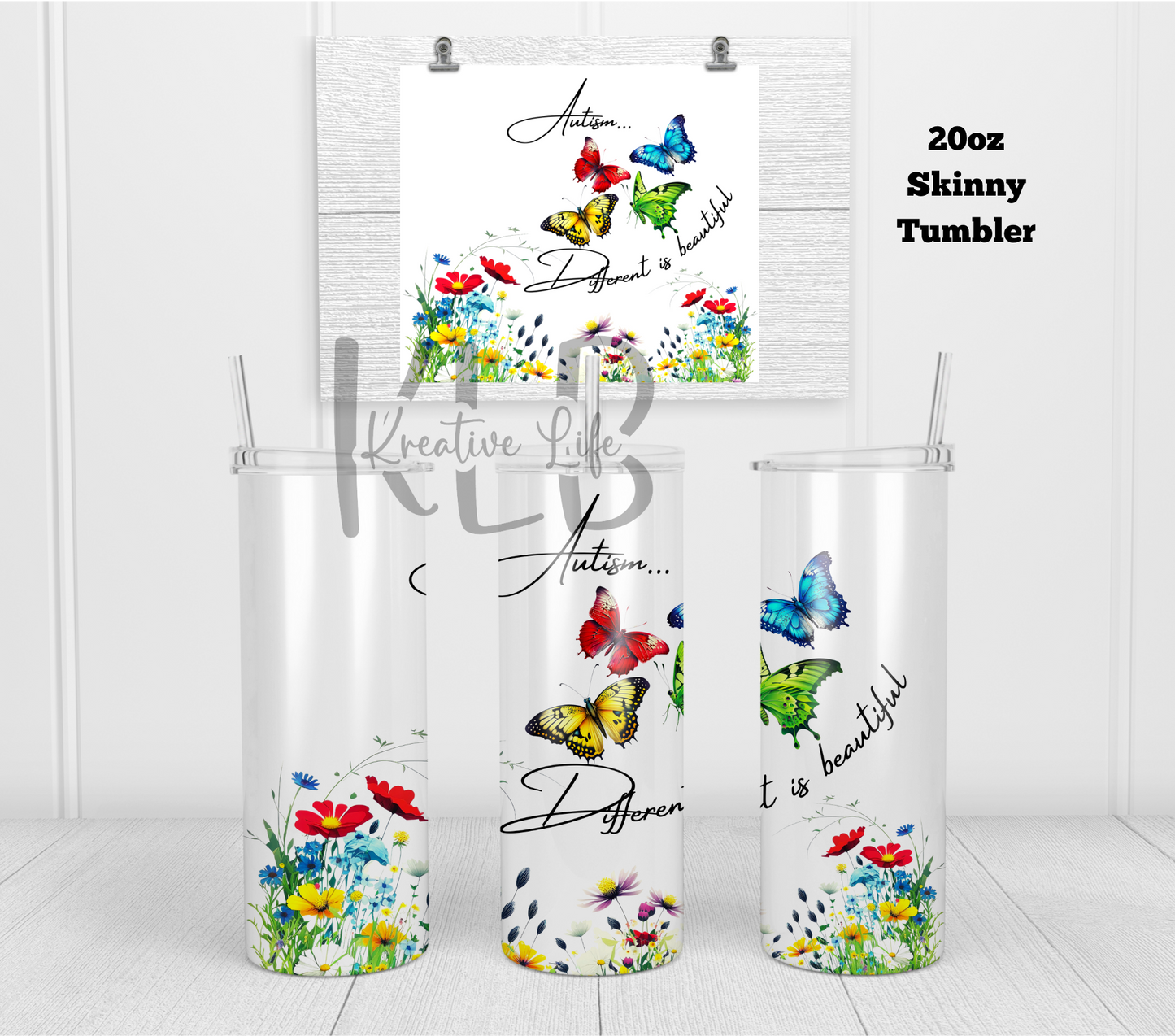 Autism... Different is Beautiful | 20oz Stainless Steel Double-Wall Tumbler | Autism Awareness