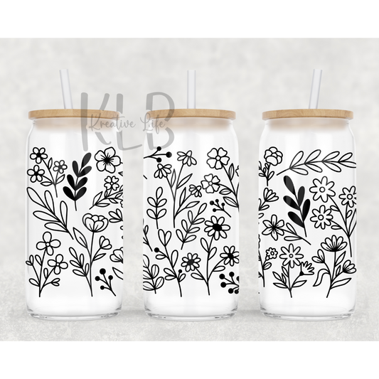 Blooming Beauty | 16oz Clear Glass Can Tumbler