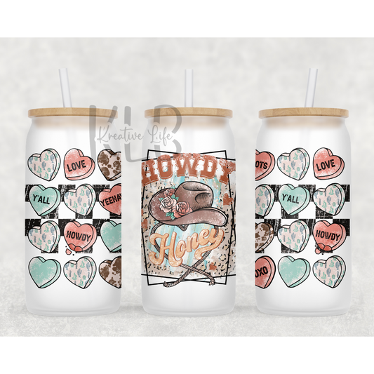 Howdy Honey | 16oz Frosted Glass Can Tumbler | Shop Now