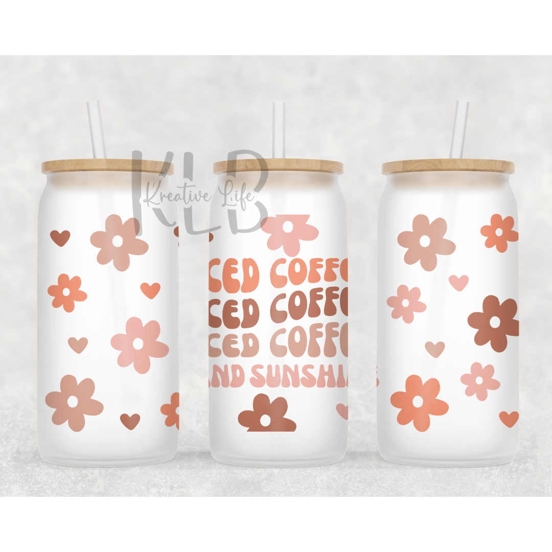 Iced Coffee | 16oz Frosted Glass Can Tumbler