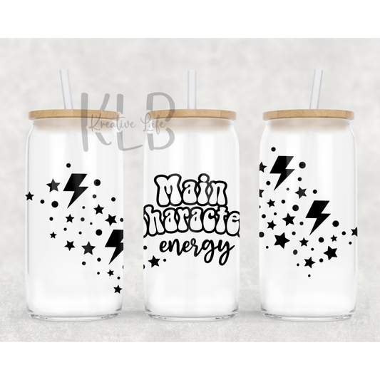 Radiate Main Character Energy | 16oz Clear Glass Can Tumbler