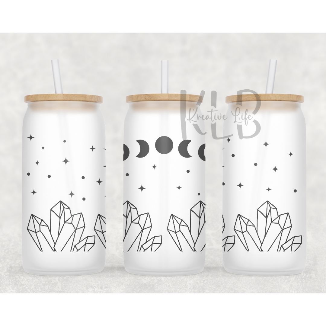 Crystals 16oz Glass Can Tumbler | Durable Frosted Glass Tumbler