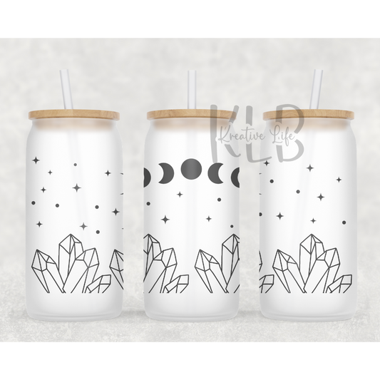 Crystals 16oz Glass Can Tumbler | Durable Frosted Glass Tumbler