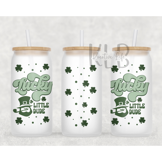 Lucky Little Dude | 16oz Frosted Glass Can | Shop Now