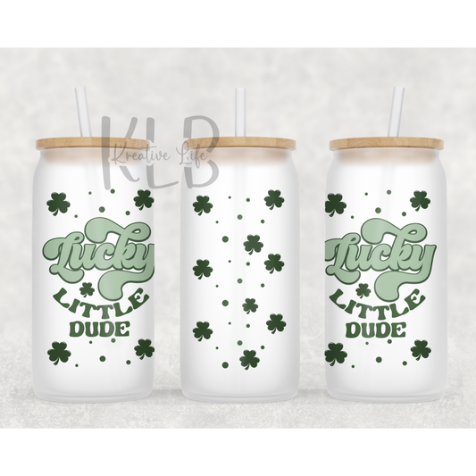 Lucky Little Dude | 16oz Frosted Glass Can Tumbler | Shop Now