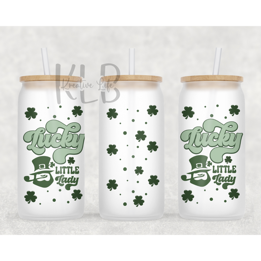 Lucky Little Lady | 16oz Frosted Glass Can Tumbler | Shop Now