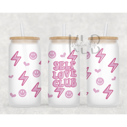 Self Love Club | 16oz Durable Frosted Glass Can Tumbler | Shop Now